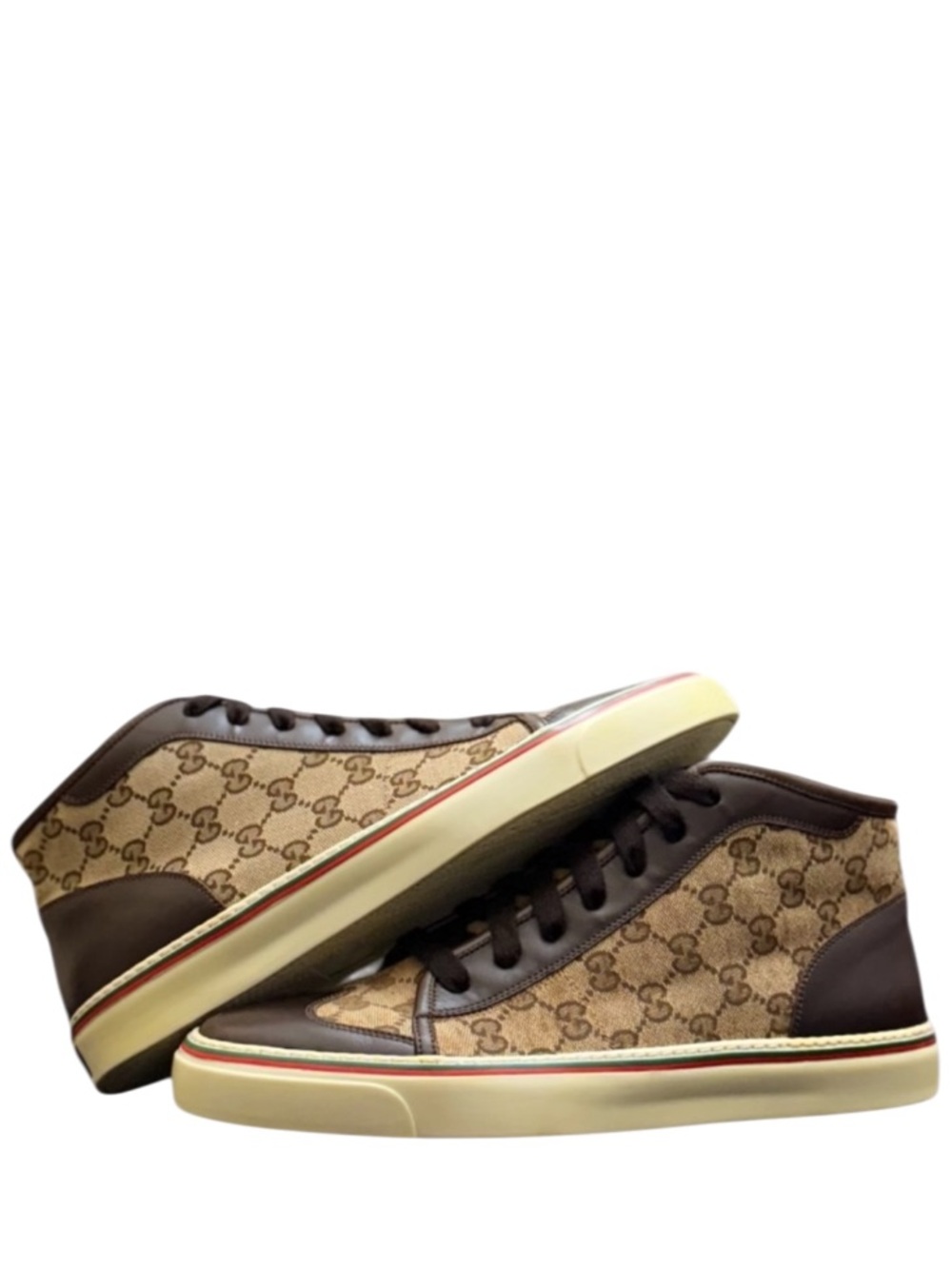 GUCCI - GG WINGTIP CANVAS HIGH “BEIGE” SNEAKERS
